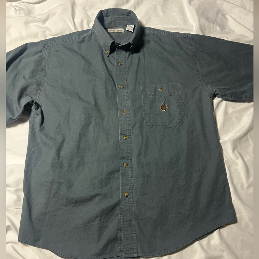 Vtg Bugle Boy Co. Shirt XL GreenCrest Logo Short Sleeve Utility Y2K 90s Workwear